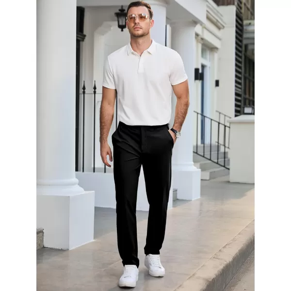 imageJMIERR Mens Chino Pants Casual Stretch Work Dress Pants Waist Tapered Trousers Lightweight Comfy Pants with Zipper PocketsBlack