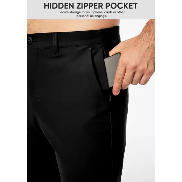 imageJMIERR Mens Chino Pants Casual Stretch Work Dress Pants Waist Tapered Trousers Lightweight Comfy Pants with Zipper PocketsBlack
