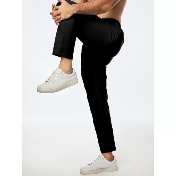 imageJMIERR Mens Chino Pants Casual Stretch Work Dress Pants Waist Tapered Trousers Lightweight Comfy Pants with Zipper PocketsBlack