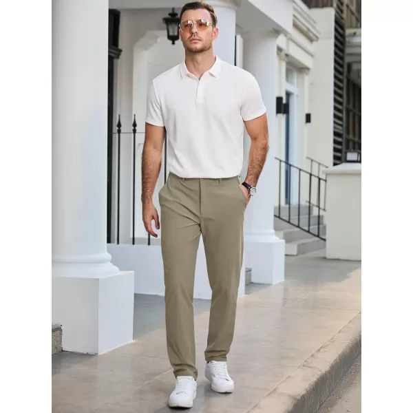 imageJMIERR Mens Chino Pants Casual Stretch Work Dress Pants Waist Tapered Trousers Lightweight Comfy Pants with Zipper PocketsCoffee