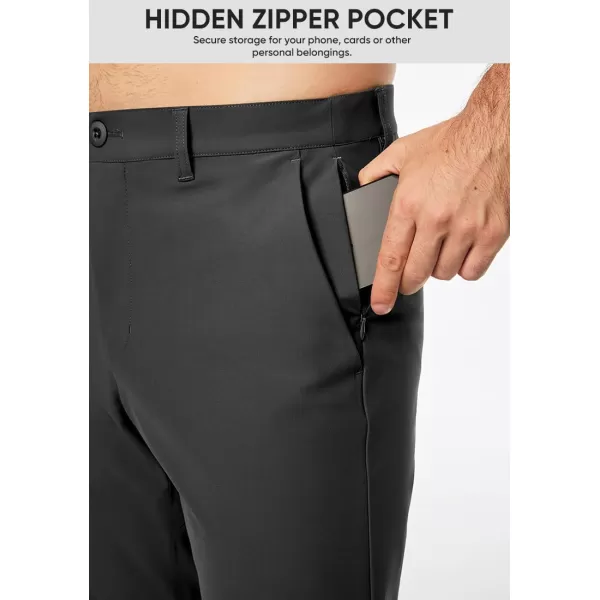 imageJMIERR Mens Chino Pants Casual Stretch Work Dress Pants Waist Tapered Trousers Lightweight Comfy Pants with Zipper PocketsDark Grey