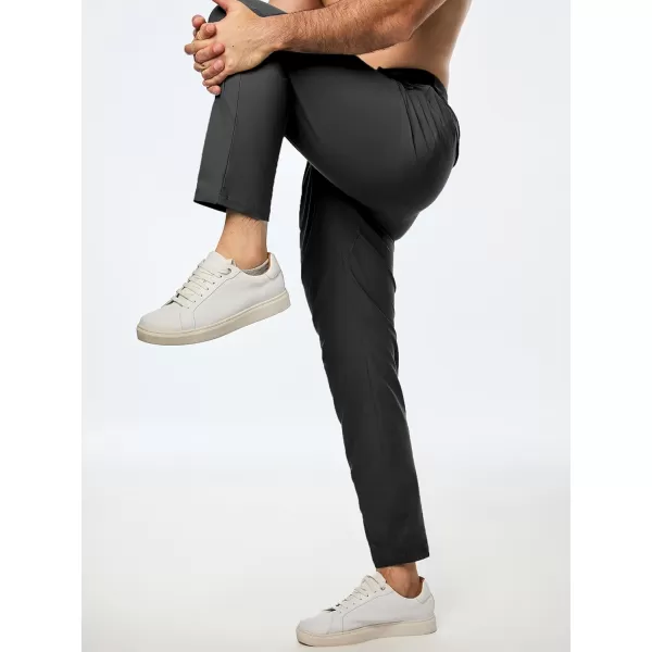 imageJMIERR Mens Chino Pants Casual Stretch Work Dress Pants Waist Tapered Trousers Lightweight Comfy Pants with Zipper PocketsDark Grey
