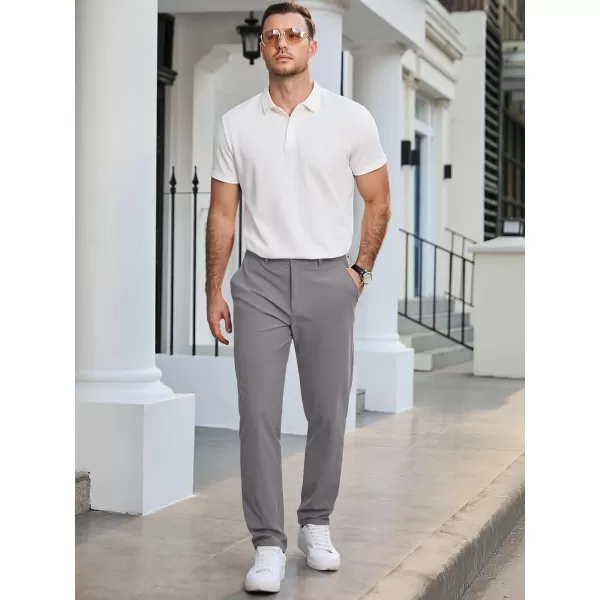 imageJMIERR Mens Chino Pants Casual Stretch Work Dress Pants Waist Tapered Trousers Lightweight Comfy Pants with Zipper PocketsGray