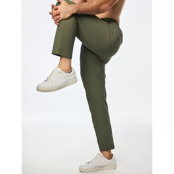 imageJMIERR Mens Chino Pants Casual Stretch Work Dress Pants Waist Tapered Trousers Lightweight Comfy Pants with Zipper PocketsMoss Green