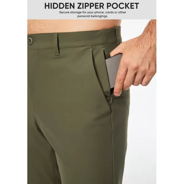 imageJMIERR Mens Chino Pants Casual Stretch Work Dress Pants Waist Tapered Trousers Lightweight Comfy Pants with Zipper PocketsMoss Green