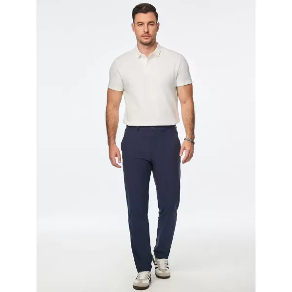 imageJMIERR Mens Chino Pants Casual Stretch Work Dress Pants Waist Tapered Trousers Lightweight Comfy Pants with Zipper PocketsNavy Blue