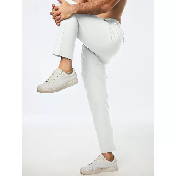imageJMIERR Mens Chino Pants Casual Stretch Work Dress Pants Waist Tapered Trousers Lightweight Comfy Pants with Zipper PocketsWhite