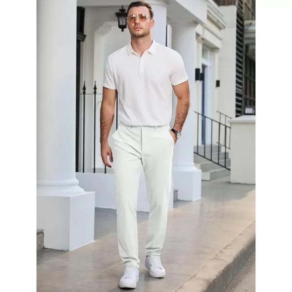 imageJMIERR Mens Chino Pants Casual Stretch Work Dress Pants Waist Tapered Trousers Lightweight Comfy Pants with Zipper PocketsWhite