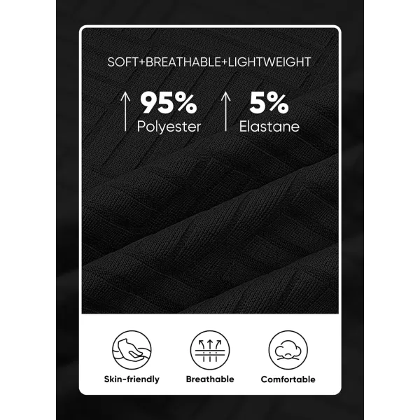 imageJMIERR Mens TShirt Casual Stretch Solid Crewneck Short Sleeve Tees Textured ShirtsBlack