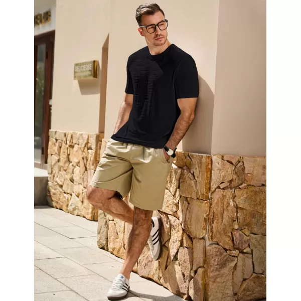 imageJMIERR Mens TShirt Casual Stretch Solid Crewneck Short Sleeve Tees Textured ShirtsBlack