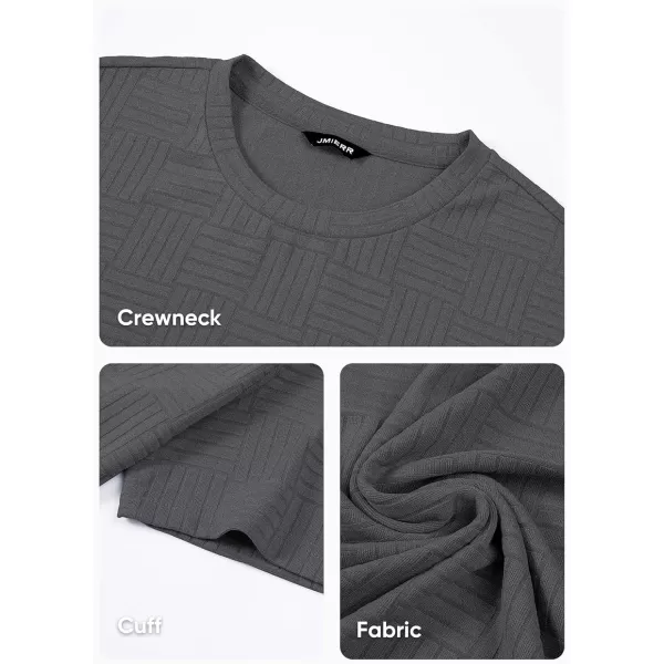 imageJMIERR Mens TShirt Casual Stretch Solid Crewneck Short Sleeve Tees Textured ShirtsDark Grey