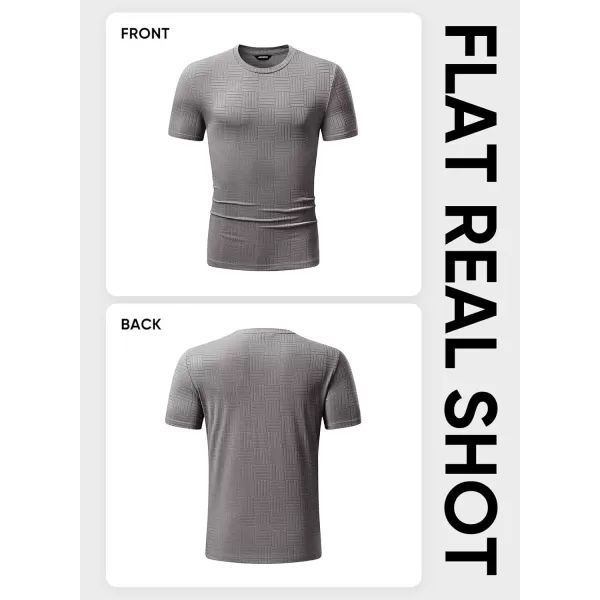 imageJMIERR Mens TShirt Casual Stretch Solid Crewneck Short Sleeve Tees Textured ShirtsGrey
