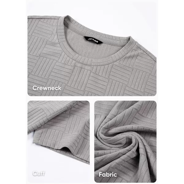 imageJMIERR Mens TShirt Casual Stretch Solid Crewneck Short Sleeve Tees Textured ShirtsGrey