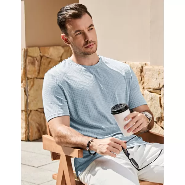 imageJMIERR Mens TShirt Casual Stretch Solid Crewneck Short Sleeve Tees Textured ShirtsHigh Rise