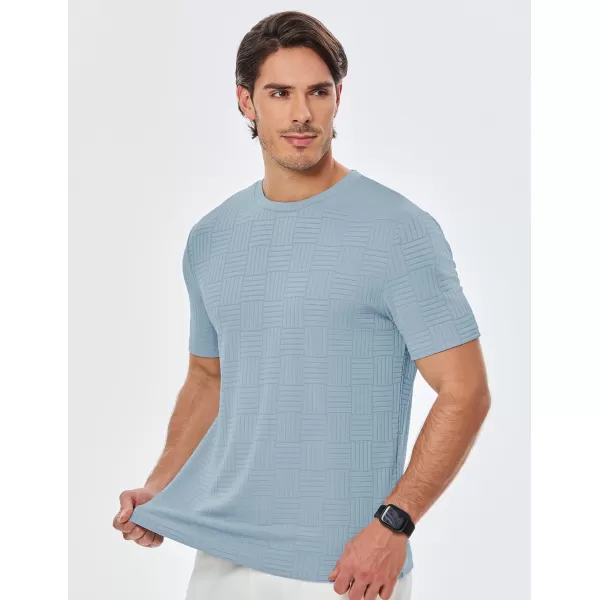 imageJMIERR Mens TShirt Casual Stretch Solid Crewneck Short Sleeve Tees Textured ShirtsHigh Rise