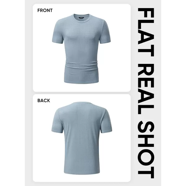 imageJMIERR Mens TShirt Casual Stretch Solid Crewneck Short Sleeve Tees Textured ShirtsHigh Rise