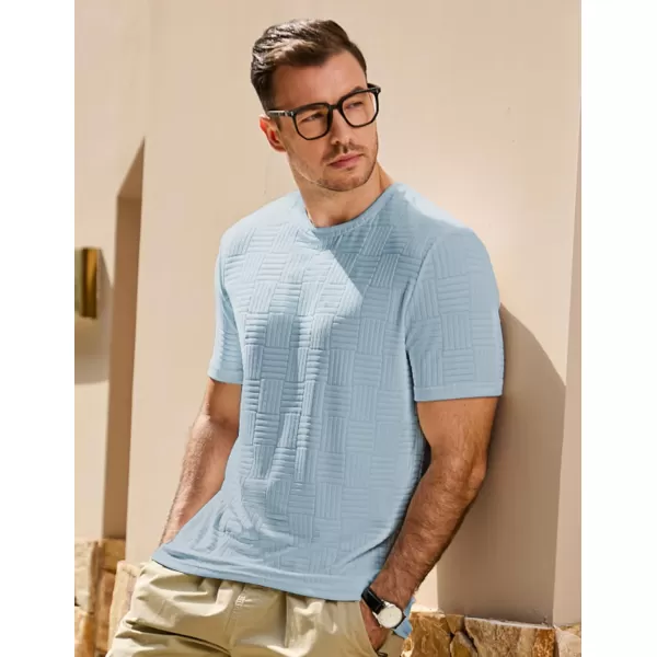 imageJMIERR Mens TShirt Casual Stretch Solid Crewneck Short Sleeve Tees Textured ShirtsHigh Rise