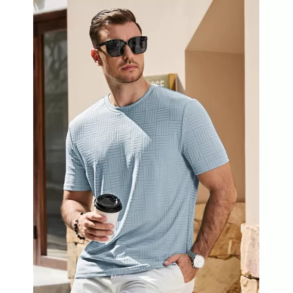 imageJMIERR Mens TShirt Casual Stretch Solid Crewneck Short Sleeve Tees Textured ShirtsHigh Rise