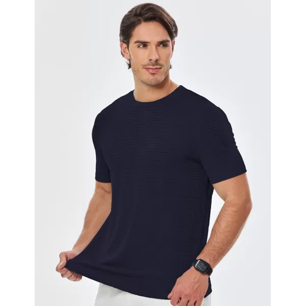 imageJMIERR Mens TShirt Casual Stretch Solid Crewneck Short Sleeve Tees Textured ShirtsSail Blue