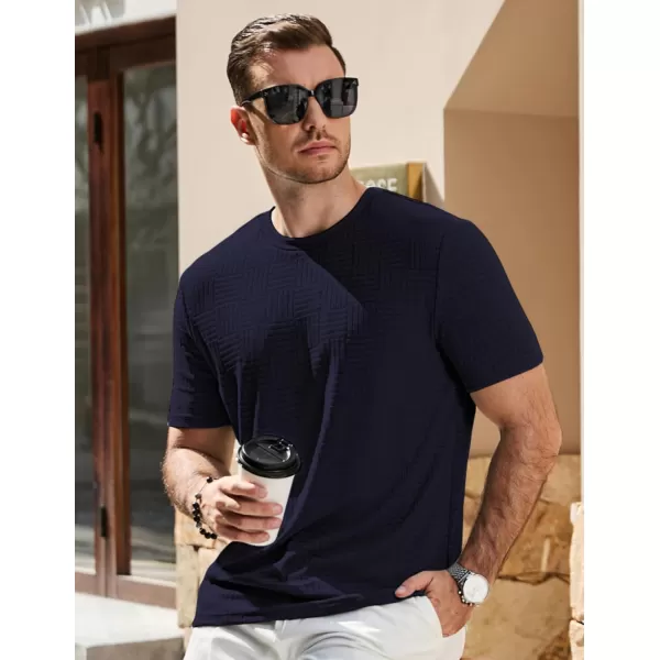 imageJMIERR Mens TShirt Casual Stretch Solid Crewneck Short Sleeve Tees Textured ShirtsSail Blue