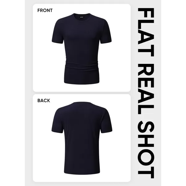 imageJMIERR Mens TShirt Casual Stretch Solid Crewneck Short Sleeve Tees Textured ShirtsSail Blue