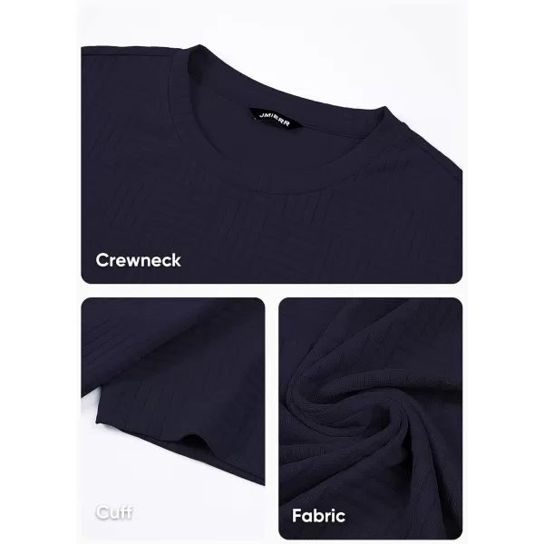 imageJMIERR Mens TShirt Casual Stretch Solid Crewneck Short Sleeve Tees Textured ShirtsSail Blue