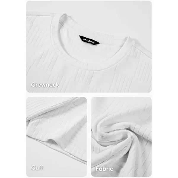 imageJMIERR Mens TShirt Casual Stretch Solid Crewneck Short Sleeve Tees Textured ShirtsWhite
