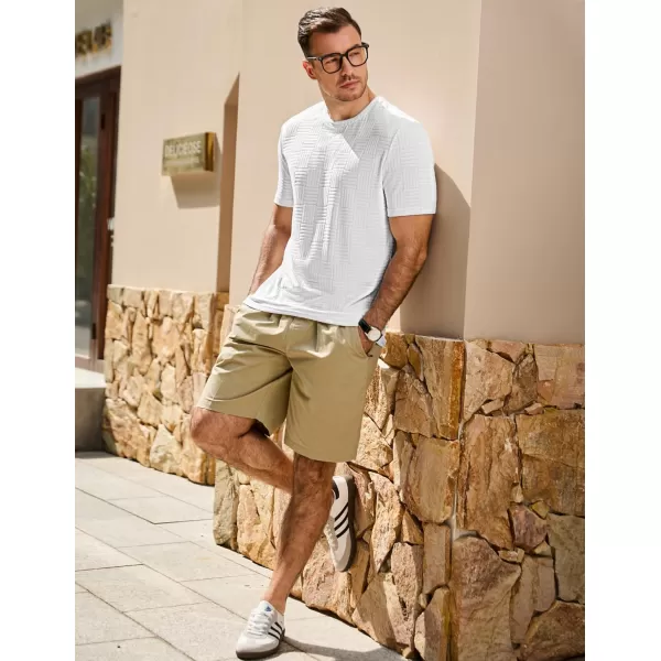 imageJMIERR Mens TShirt Casual Stretch Solid Crewneck Short Sleeve Tees Textured ShirtsWhite