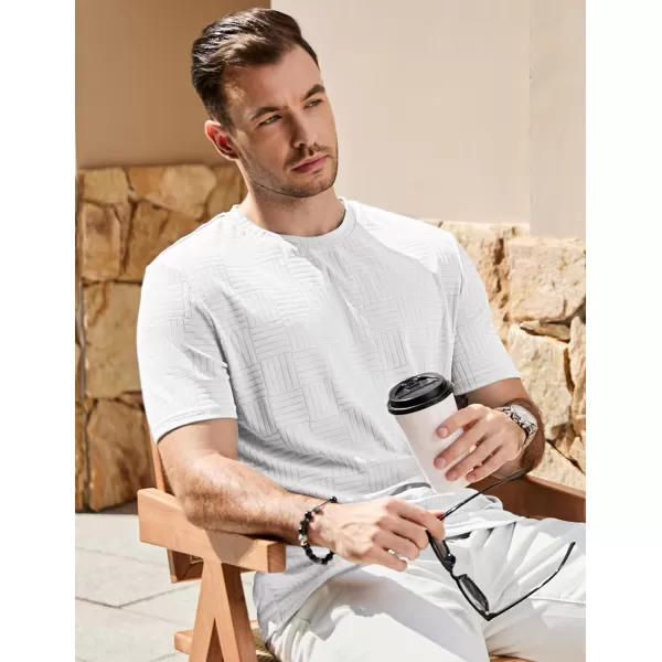 imageJMIERR Mens TShirt Casual Stretch Solid Crewneck Short Sleeve Tees Textured ShirtsWhite