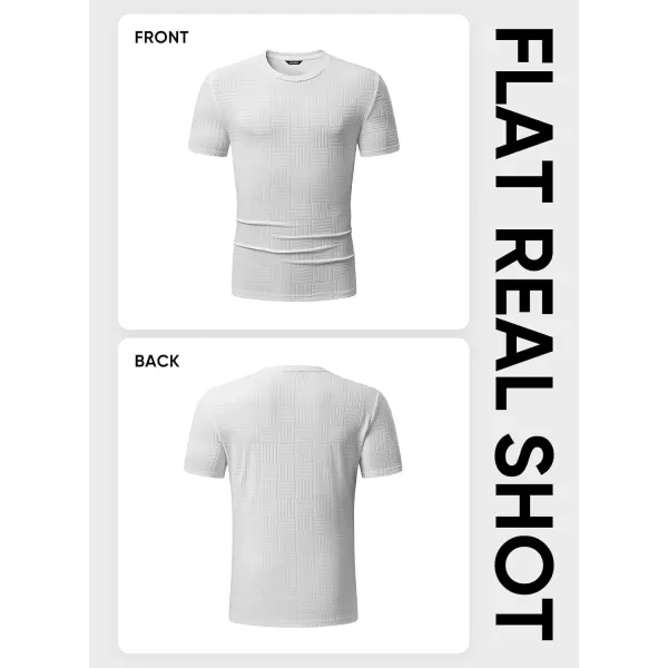 imageJMIERR Mens TShirt Casual Stretch Solid Crewneck Short Sleeve Tees Textured ShirtsWhite