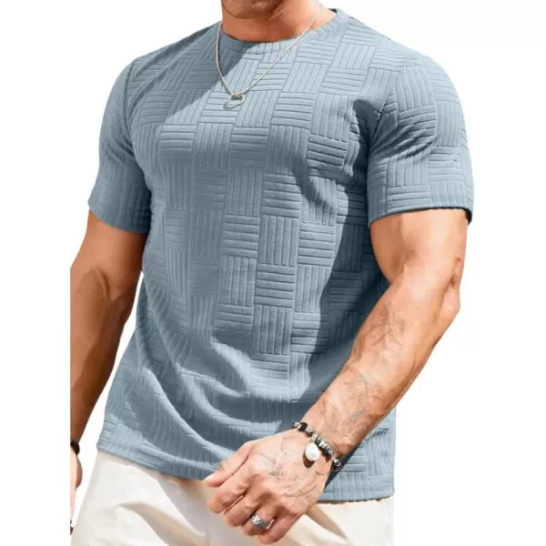 imageJMIERR Mens TShirt Casual Stretch Solid Crewneck Short Sleeve Tees Textured ShirtsHigh Rise