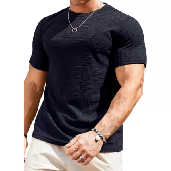 imageJMIERR Mens TShirt Casual Stretch Solid Crewneck Short Sleeve Tees Textured ShirtsSail Blue