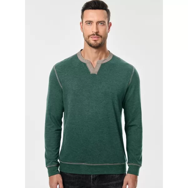 imageJMIERR Mens Slim Henley Shirts Vneck Longline TShirt Casual Lightweight Sweatshirts Fitted Raglan Sleeve Tees ShirtsGreen