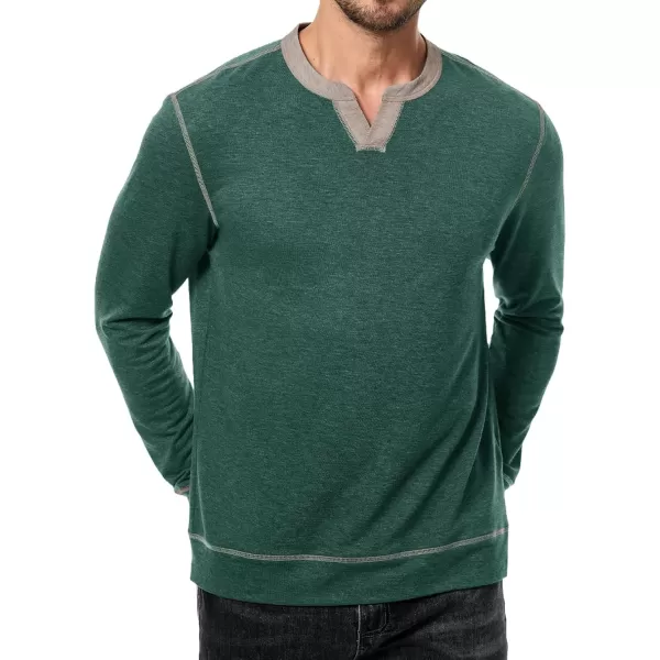 imageJMIERR Mens Slim Henley Shirts Vneck Longline TShirt Casual Lightweight Sweatshirts Fitted Raglan Sleeve Tees ShirtsGreen