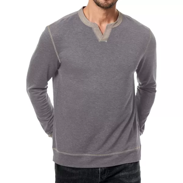 imageJMIERR Mens Slim Henley Shirts Vneck Longline TShirt Casual Lightweight Sweatshirts Fitted Raglan Sleeve Tees ShirtsGrey