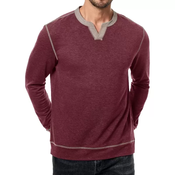 imageJMIERR Mens Slim Henley Shirts Vneck Longline TShirt Casual Lightweight Sweatshirts Fitted Raglan Sleeve Tees ShirtsRed
