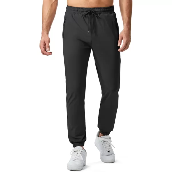 imageJMIERR Mens Sweatpants with Zipper Pockets Athletic Training Track Joggers Drawstring Stretch Elastic Waist PantsBlack