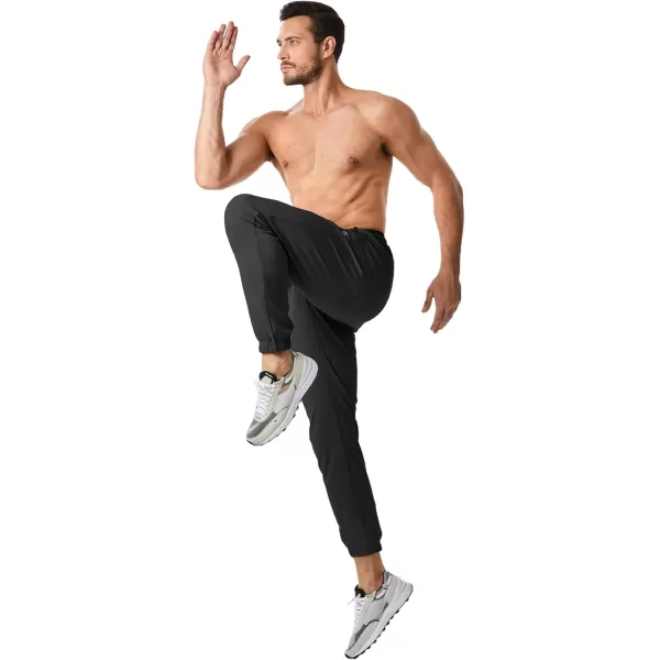 imageJMIERR Mens Sweatpants with Zipper Pockets Athletic Training Track Joggers Drawstring Stretch Elastic Waist PantsBlack