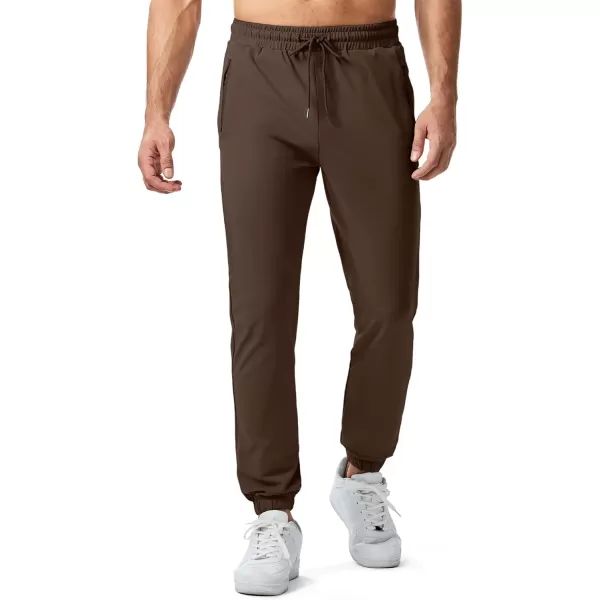 imageJMIERR Mens Sweatpants with Zipper Pockets Athletic Training Track Joggers Drawstring Stretch Elastic Waist PantsDark Brown
