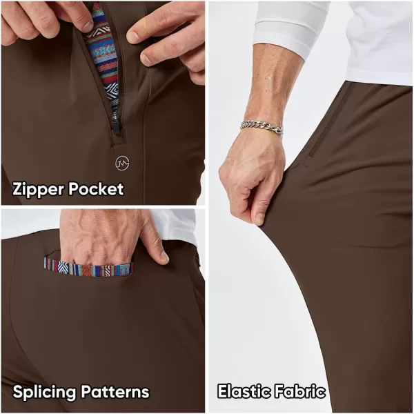 imageJMIERR Mens Sweatpants with Zipper Pockets Athletic Training Track Joggers Drawstring Stretch Elastic Waist PantsDark Brown