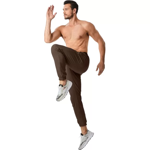 imageJMIERR Mens Sweatpants with Zipper Pockets Athletic Training Track Joggers Drawstring Stretch Elastic Waist PantsDark Brown