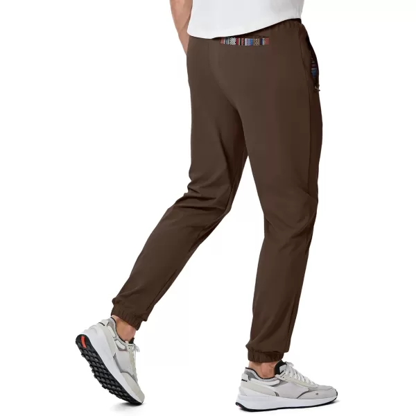 imageJMIERR Mens Sweatpants with Zipper Pockets Athletic Training Track Joggers Drawstring Stretch Elastic Waist PantsDark Brown