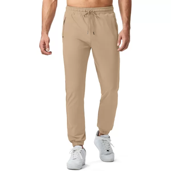 imageJMIERR Mens Sweatpants with Zipper Pockets Athletic Training Track Joggers Drawstring Stretch Elastic Waist PantsKhaki