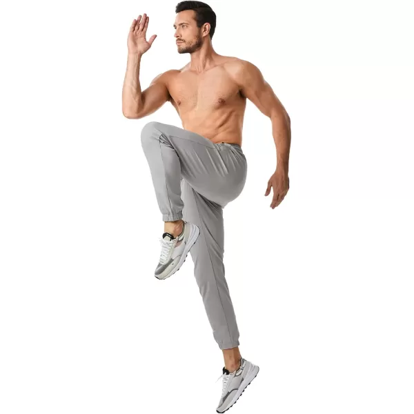 imageJMIERR Mens Sweatpants with Zipper Pockets Athletic Training Track Joggers Drawstring Stretch Elastic Waist PantsLight Grey