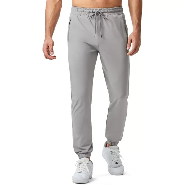 imageJMIERR Mens Sweatpants with Zipper Pockets Athletic Training Track Joggers Drawstring Stretch Elastic Waist PantsLight Grey