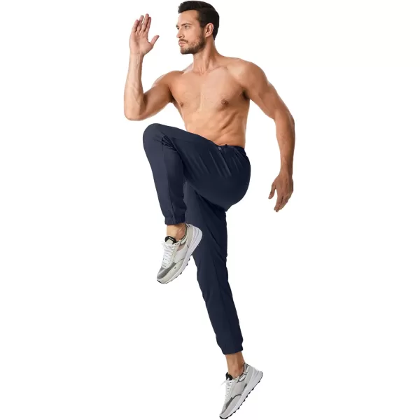 imageJMIERR Mens Sweatpants with Zipper Pockets Athletic Training Track Joggers Drawstring Stretch Elastic Waist PantsNavy Blue