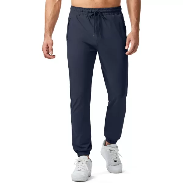 imageJMIERR Mens Sweatpants with Zipper Pockets Athletic Training Track Joggers Drawstring Stretch Elastic Waist PantsNavy Blue