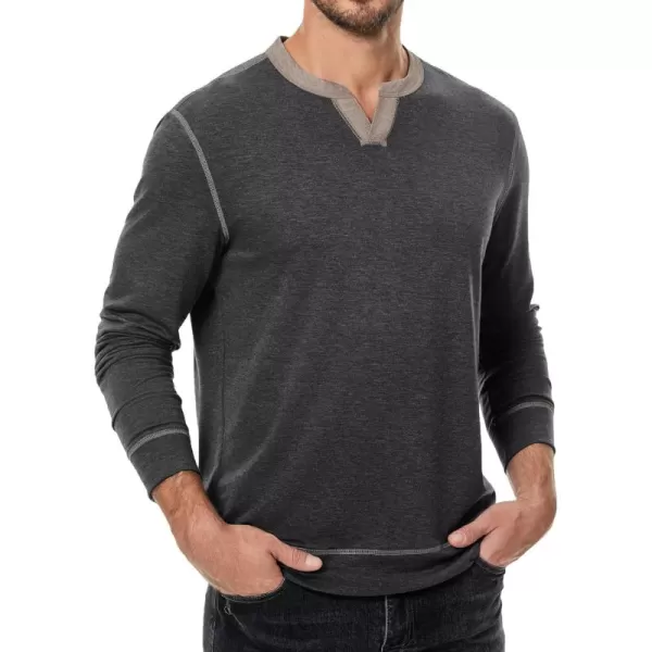 imageJMIERR Mens Slim Henley Shirts Vneck Longline TShirt Casual Lightweight Sweatshirts Fitted Raglan Sleeve Tees ShirtsBlack
