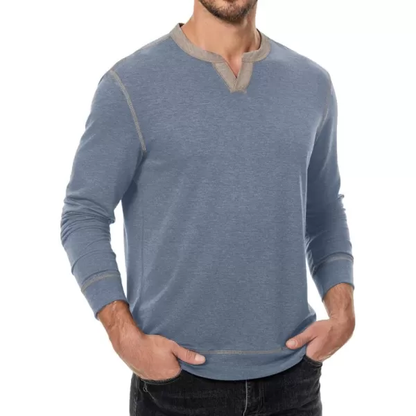 imageJMIERR Mens Slim Henley Shirts Vneck Longline TShirt Casual Lightweight Sweatshirts Fitted Raglan Sleeve Tees ShirtsBrown