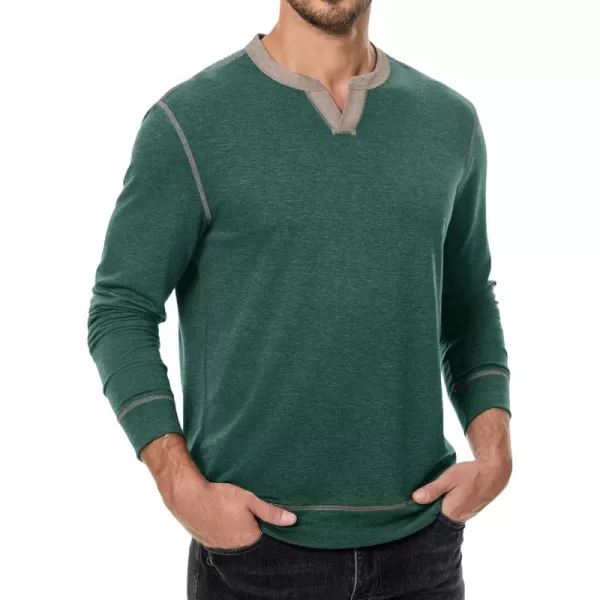 imageJMIERR Mens Slim Henley Shirts Vneck Longline TShirt Casual Lightweight Sweatshirts Fitted Raglan Sleeve Tees ShirtsGreen
